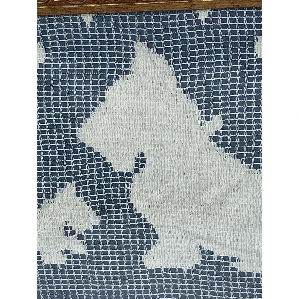 Vtg. Framed Doily Scottie Dog Scottish Terrier Puppy Hearts Wall Hanging Cottage